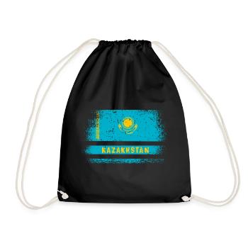 Kasachstan Vintage Flaggen Design - Turnbeutel - Schwarz - Vorne