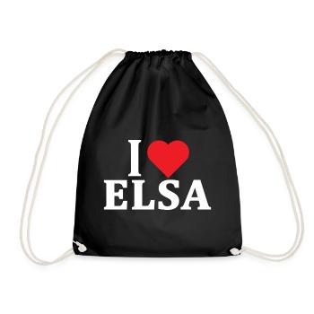 Elsa T-Shirt Ich liebe Elsa T-Shirt Geschenkidee - Turnbeutel - Schwarz - Vorne