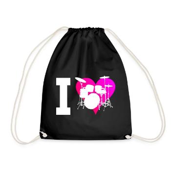 Drum Kit Men Women Percussionist Drummer - Drawstring Bag - black - Front