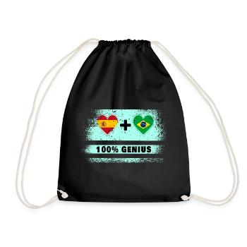 Spain and Brazil flag 100% genius - Drawstring Bag - black - Front