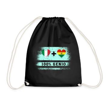 Italy and Bolivia 100% genius flag - Drawstring Bag - black - Front
