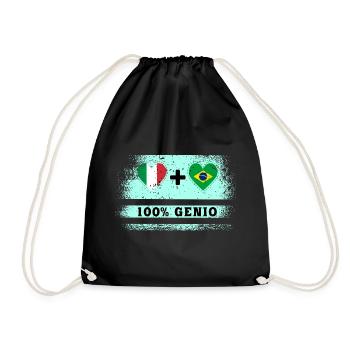 Italie et Brésil 100% drapeau de génie - Sac de sport léger - noir - Devant