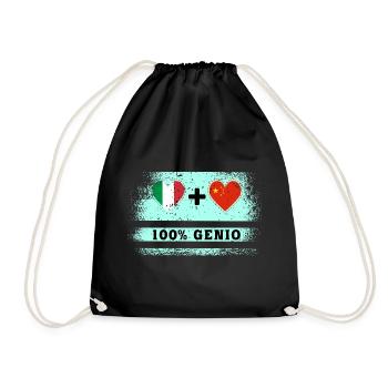 Italy and China 100% genius flag - Drawstring Bag - black - Front