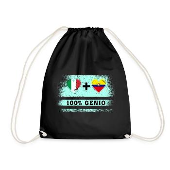 Italy and Ecuador 100% Genius Flag - Drawstring Bag - black - Front