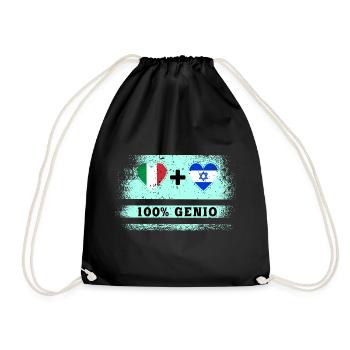 Italy and Israel 100% genius flag - Drawstring Bag - black - Front