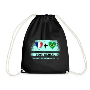 Drapeau France et Brésil 100% génial - Sac de sport léger - noir - Devant