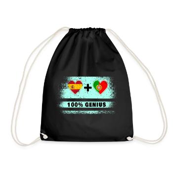 Espagne et Portugal 100% drapeau génie - Sac de sport léger - noir - Devant