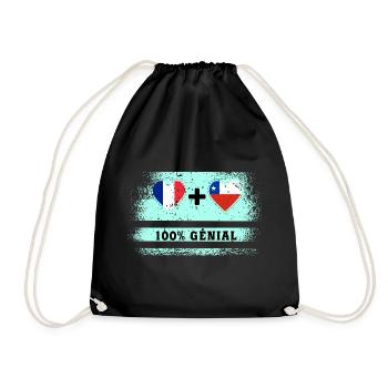 Drapeau France et Chili 100% génial - Sac de sport léger - noir - Devant