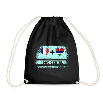 Flag of France and Gambia 100% awesome - Drawstring Bag - black - Front