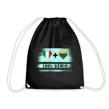 Italy and Lithuania 100% genius flag - Drawstring Bag - black - Front