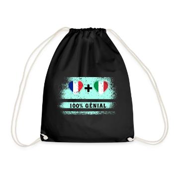 Drapeau France et Italie 100% génial - Sac de sport léger - noir - Devant