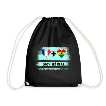 Drapeau France et Ghana 100% génial - Sac de sport léger - noir - Devant