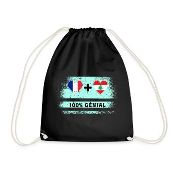 Flagge Frankreich und Libanon 100% genial - Turnbeutel - Schwarz - Vorne
