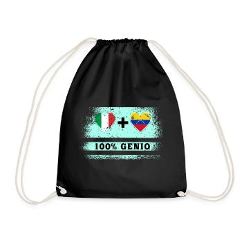 Italy and Venezuela 100% genius flag - Drawstring Bag - black - Front