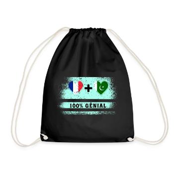 Flag of France and Pakistan 100% awesome - Drawstring Bag - black - Front