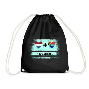 South Africa and the Netherlands 100% Genius flag - Drawstring Bag - black - Front