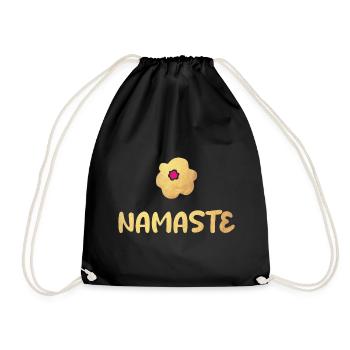 Namaste Yoga Blume Gold Meditation vibes om - Turnbeutel - Schwarz - Vorne
