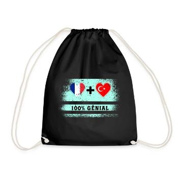 Flag France and Turkey 100% awesome - Drawstring Bag - black - Front