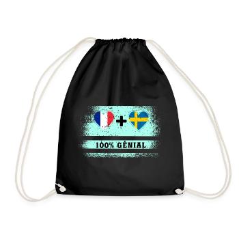 Drapeau France et Suède 100% génial - Sac de sport léger - noir - Devant