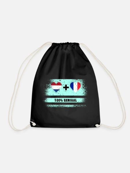Frankreich und Niederlande 100% Genius Flagge - Turnbeutel - Schwarz