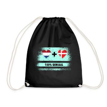 Denmark and the Netherlands 100% Genius flag - Drawstring Bag - black - Front