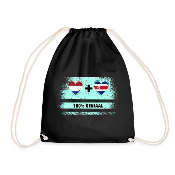 Costa Rica and The Netherlands 100% Genius flag - Drawstring Bag - black - Front