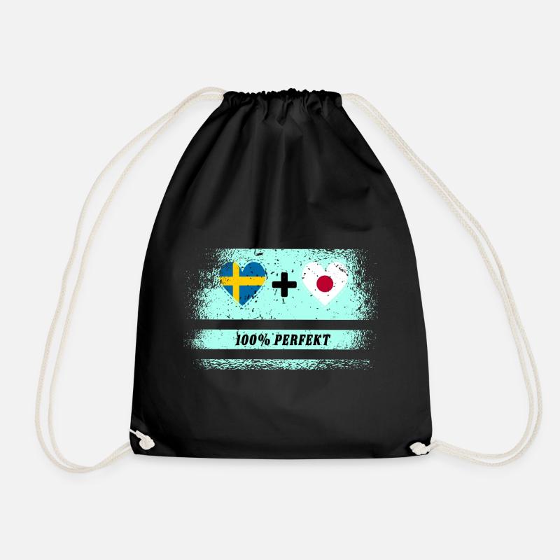 Japan and Sweden 100% perfect / gift - Drawstring Bag - black