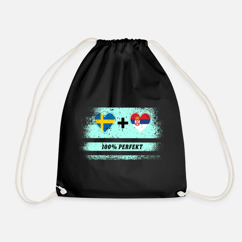 Serbien und Schweden 100% perfekt / Geschenk - Turnbeutel - Schwarz