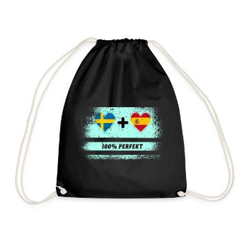 Spanien & Schweden 100% perfekt / Geschenk - Turnbeutel - Schwarz - Vorne