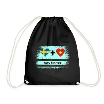 Vietnam und Schweden 100% perfekt / Geschenk - Turnbeutel - Schwarz - Vorne
