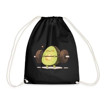 Humorvoller Avocado Muskeltraining - Turnbeutel - Schwarz - Vorne