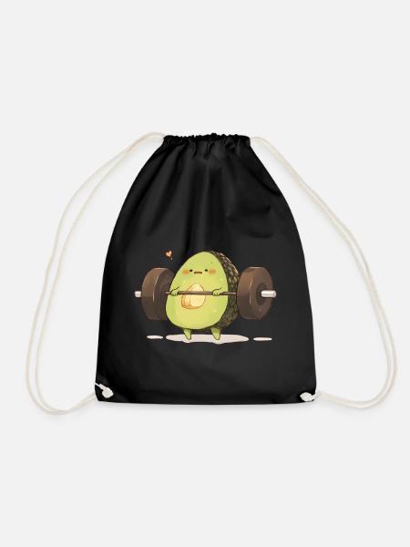Humorvoller Avocado Muskeltraining - Turnbeutel - Schwarz