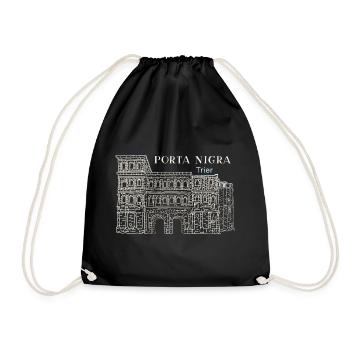 Trier, Porta Nigra Welterbe, Deutschland Zeichnung - Turnbeutel - Schwarz - Vorne