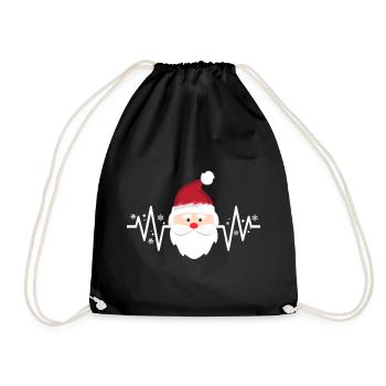Santa Claus Cool Heartbeat - Drawstring Bag - black - Front