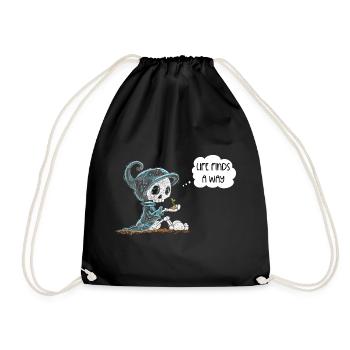 Skeleton Holding Plant Hope Rebirth Saying - Drawstring Bag - black - Front