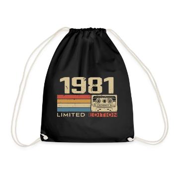 Legenden 1981 Jahrgang 1981 Jubiläum Jahrgang 1981 - Turnbeutel - Schwarz - Vorne