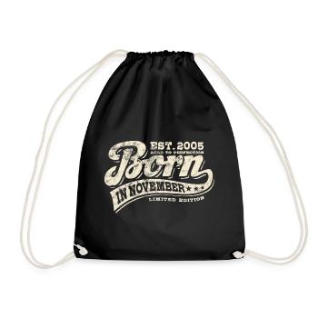 Born in November 2005 - Birthday - Gift - Drawstring Bag - black - Front