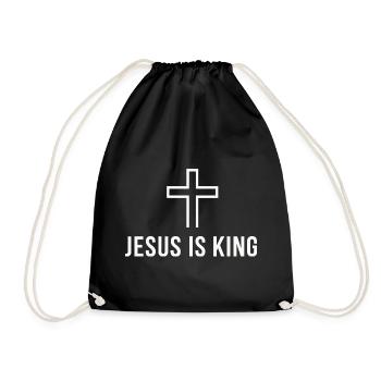 Jesus Is King Christlich Kreuz Glaube - Turnbeutel - Schwarz - Vorne