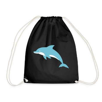 Delfin Delphine T-shirt Geschenk - Turnbeutel - Schwarz - Vorne