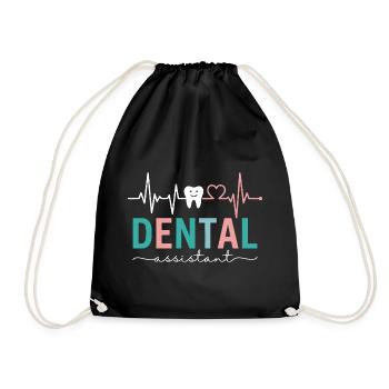 Heartbeat Dental Assistant Dentist - Drawstring Bag - black - Front