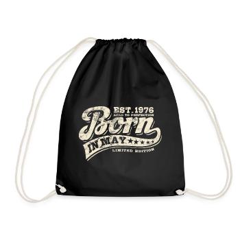 Born in May 1976 - Birthday - Gift - Drawstring Bag - black - Front