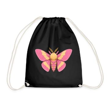 Rosy Maple Moth Dryocampa rubicunda Cartoon - Drawstring Bag - black - Front