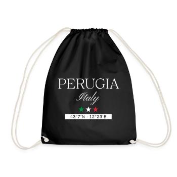 Perugia Italien Souvenir – Reise minimalistisch - Turnbeutel - Schwarz - Vorne