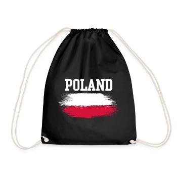 Poland Brush Flag Typography - Drawstring Bag - black - Front