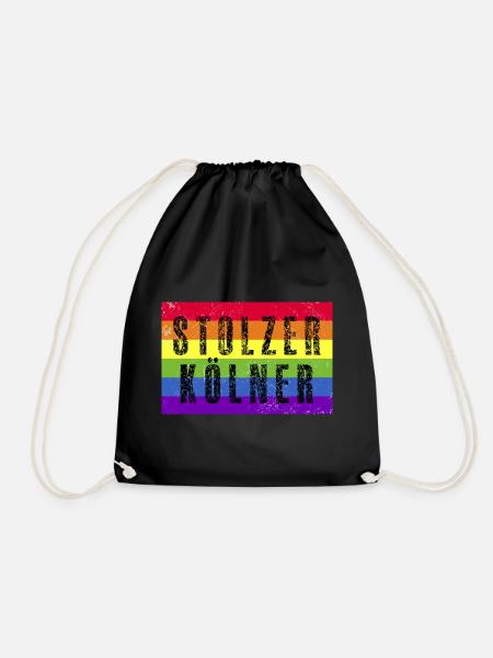 Stolzer Kölner - Regenbogenfahne - Turnbeutel - Schwarz