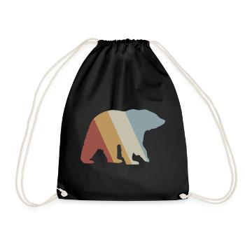 Ours Retro Style Vintage - Sac de sport léger - noir - Devant
