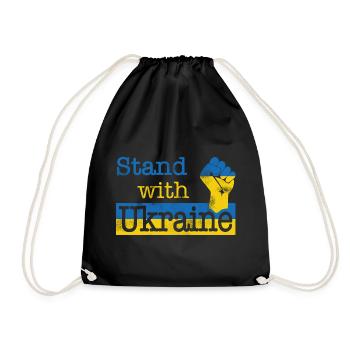 Stand with Ukraine! blue yellow - Drawstring Bag - black - Front