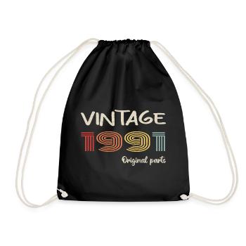 Original 1991 Vintage | Geburtstagsgeschenk 1991 - Turnbeutel - Schwarz - Vorne