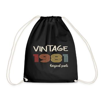 Original 1981 Vintage | Birthday present 1981 - Drawstring Bag - black - Front