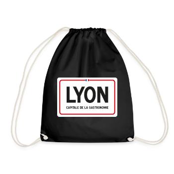 Ortsschild von Lyon - Turnbeutel - Schwarz - Vorne